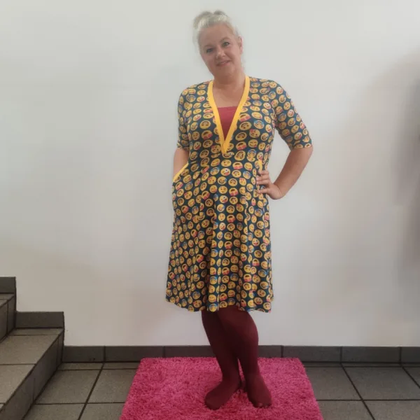 Plus size kjole - Ama Smiley Blå Female 44