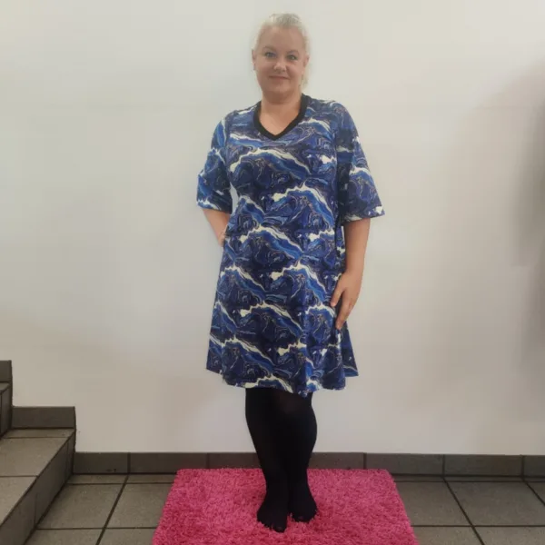 Plus size kjole - Tulla Blue Marble Blå Female 44