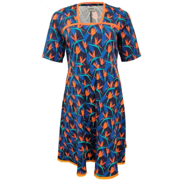 Plus size kjole - Genkei Blue Leaf Blå Female 44