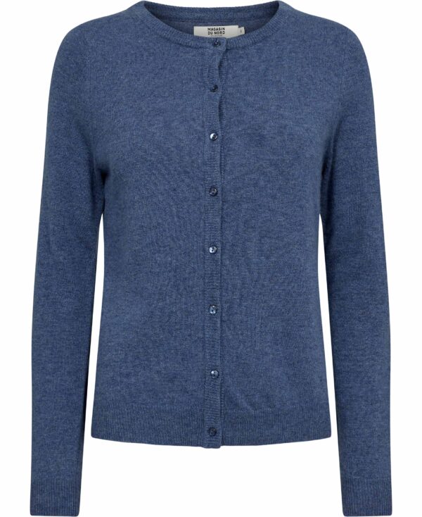 Myrna 3 RWS Cardigan i Lammeuld - Blå Melange Tilbud