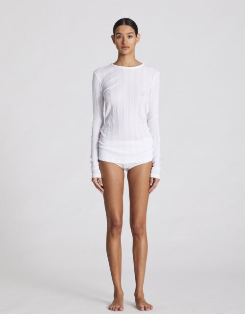 Thyra L/S Cotton Top Drop Needle Gots 243975 White Kvinde XL
