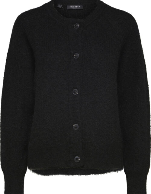 Kort strikket cardigan til kvinder med lange ærmer - Sort