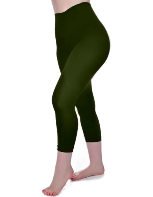Capri Leggings - Dark Olive Grøn -PM Female 5XL - STR. 60-62