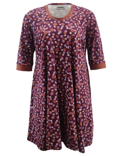 Løs Plus Size Kjole i Blommefarve med Prikker - Ojo Cyclame