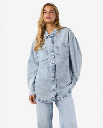 Noisy May Dame Denimskjorte Light Blue Denim Xs