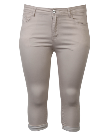 Bs Jeans Dame Capri Plus Size Beige 46