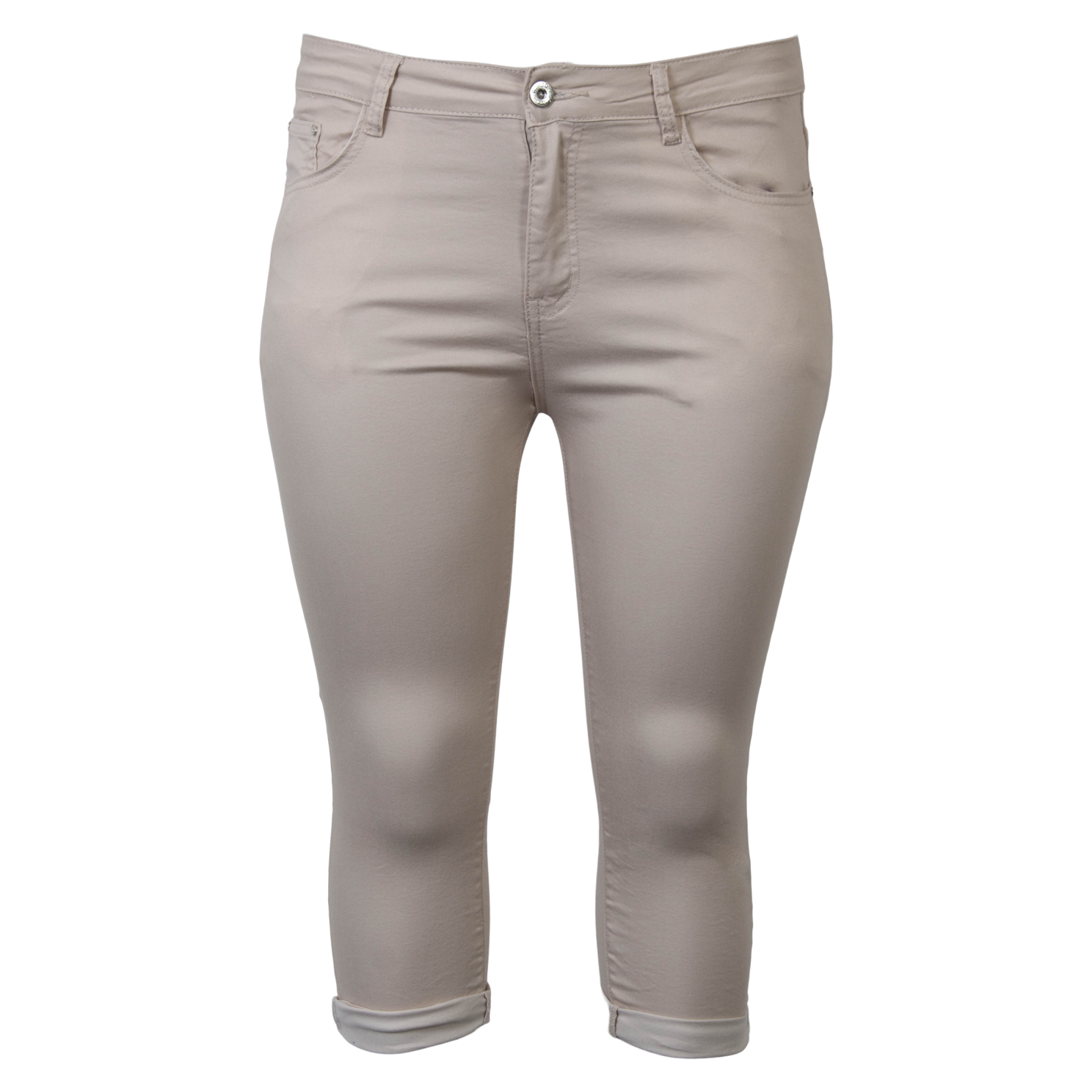 Bs Jeans Dame Capri Plus Size Beige 46