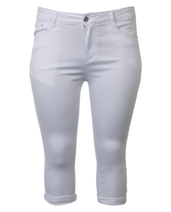 Bs Jeans Dame Capri Plus Size White 50