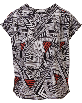 Chacha Dame Kortærmet Bluse Black White