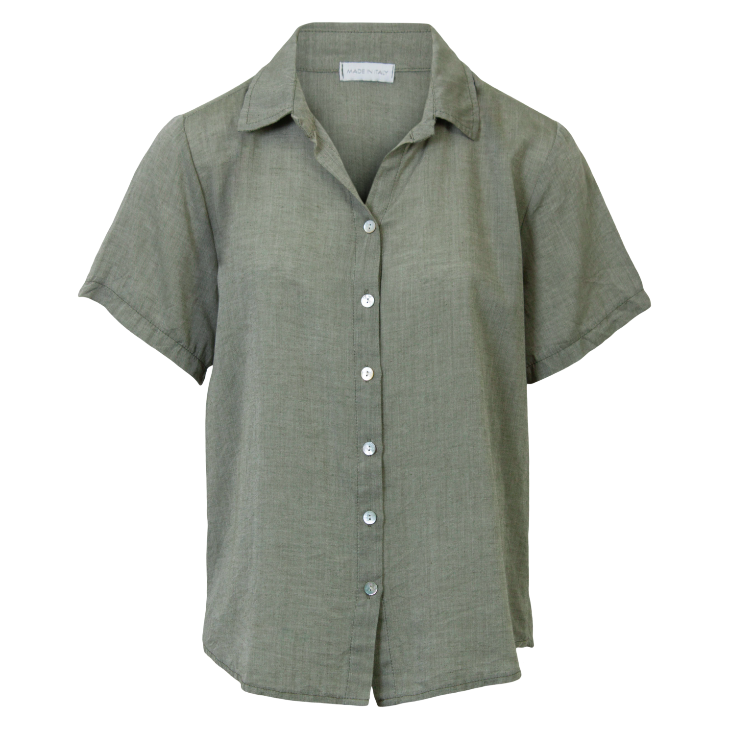 Leonora Dame Kortærmet Skjorte   Hørmix Plus Size Green 52