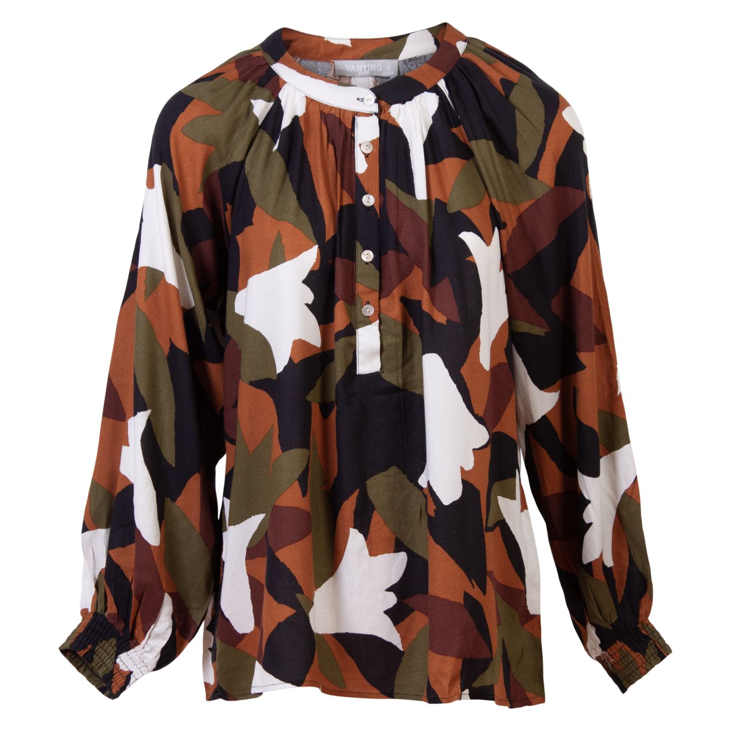 Vanting Dame Bluse Plus Size Print   50 52