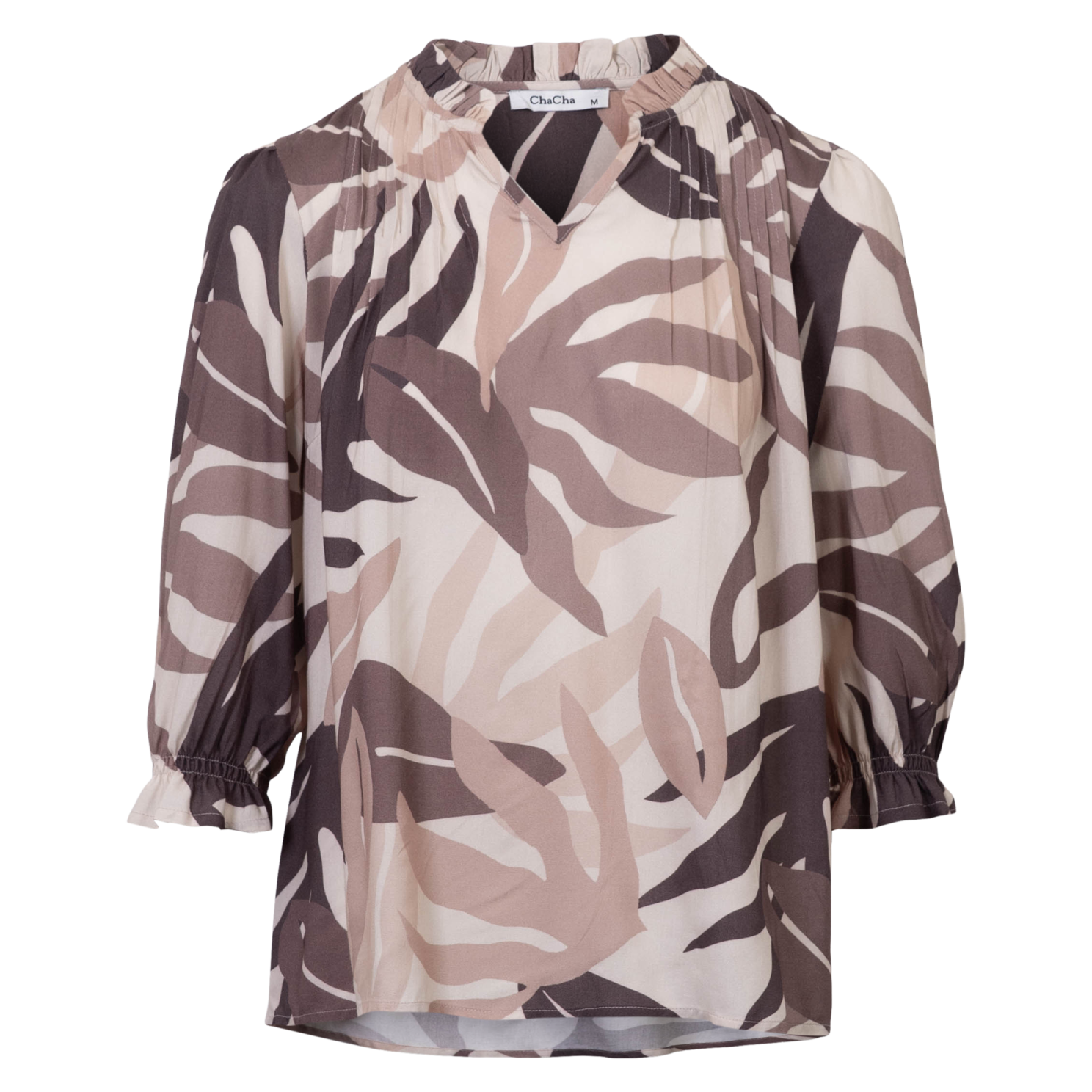 Chacha Dame Bluse Brown Beige Aop