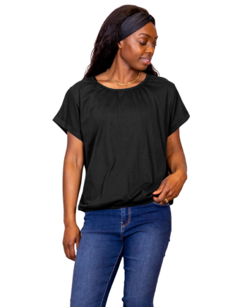 Steenholt Nima Dame Kortærmet Bluse Jet Black