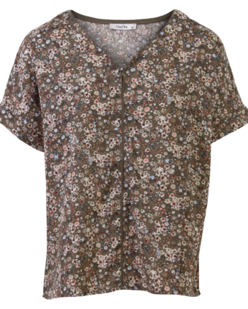 Chacha Dame Bluse Khaki Flower