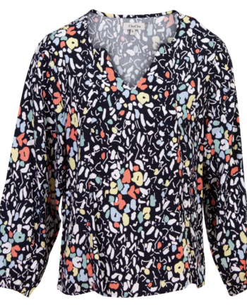 Chacha Dame Bluse Navy Blomster