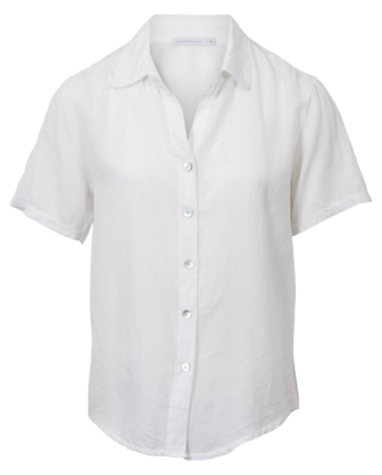 Leonora Dame Kortærmet Skjorte   Hørmix Bright White
