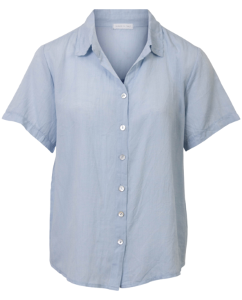 Leonora Dame Kortærmet Skjorte   Hørmix Plus Size Heavenly Blue 54