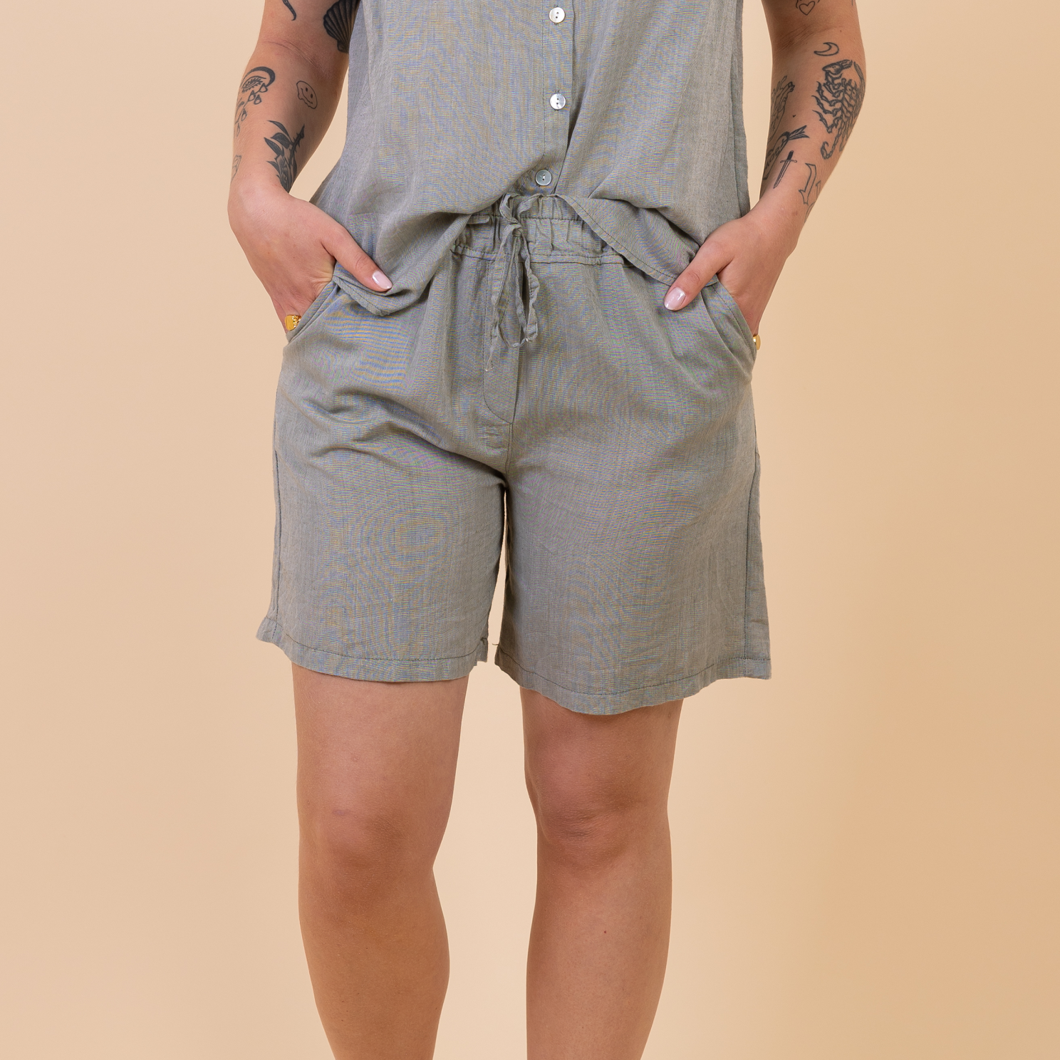 Leonora Dame Shorts Hørmix Green