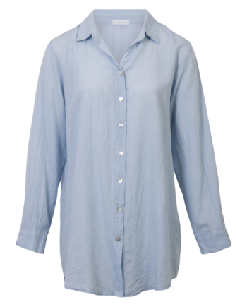 Leonora Dame Skjorte   Hørmix Heavenly Blue
