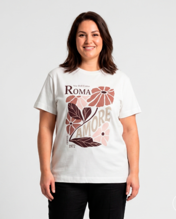 Steenholt Ass Dame  -shirt Med Print P1 Cloud Dancer 44