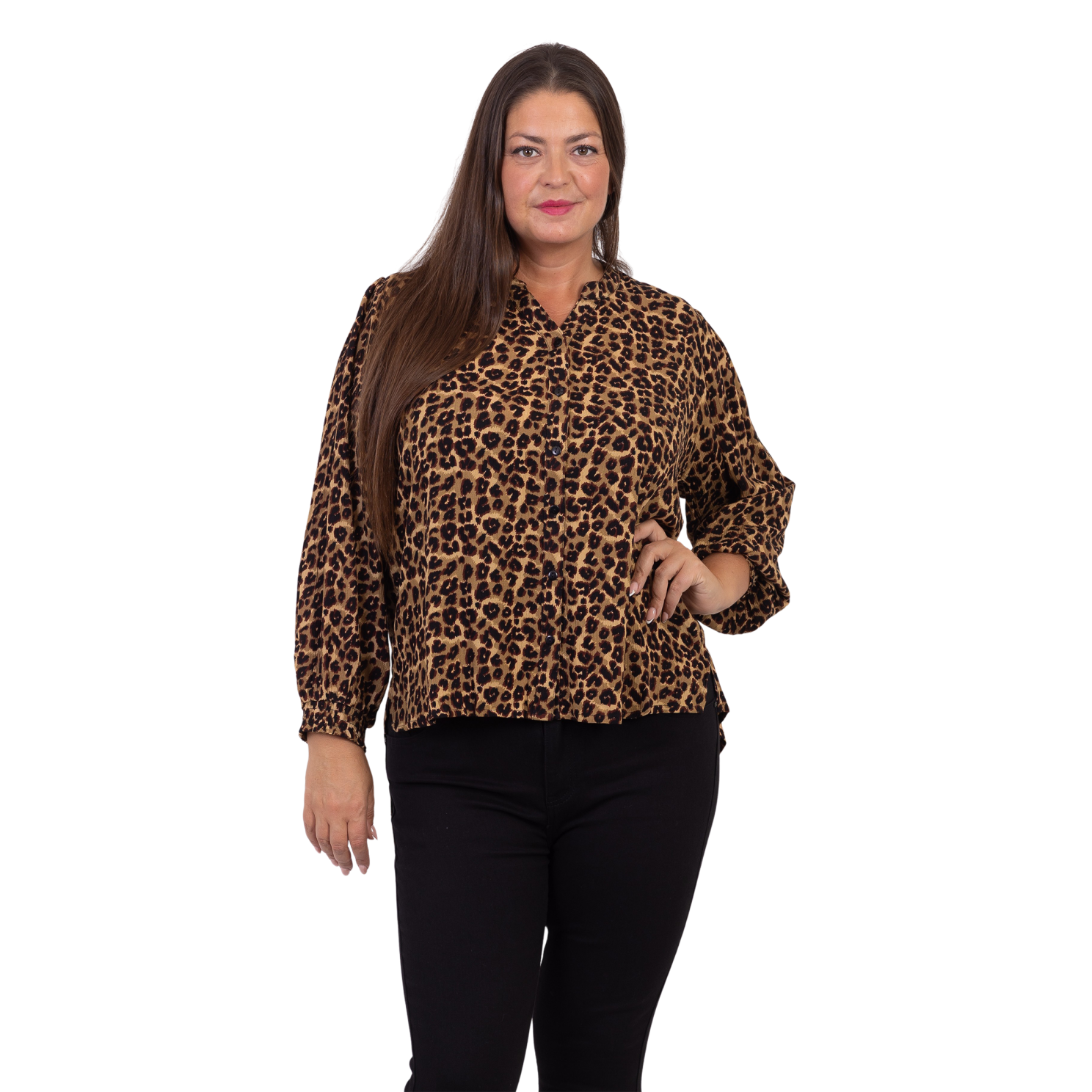 Zbyz Dame Bluse Plus Size Brown Animal 54 56