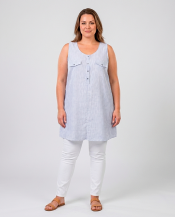 Zbyz Dame Tunika Uden ærmer Blue Stripe 46 48