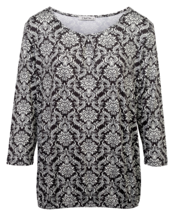 Chacha Dame Bluse Print 33 Black White