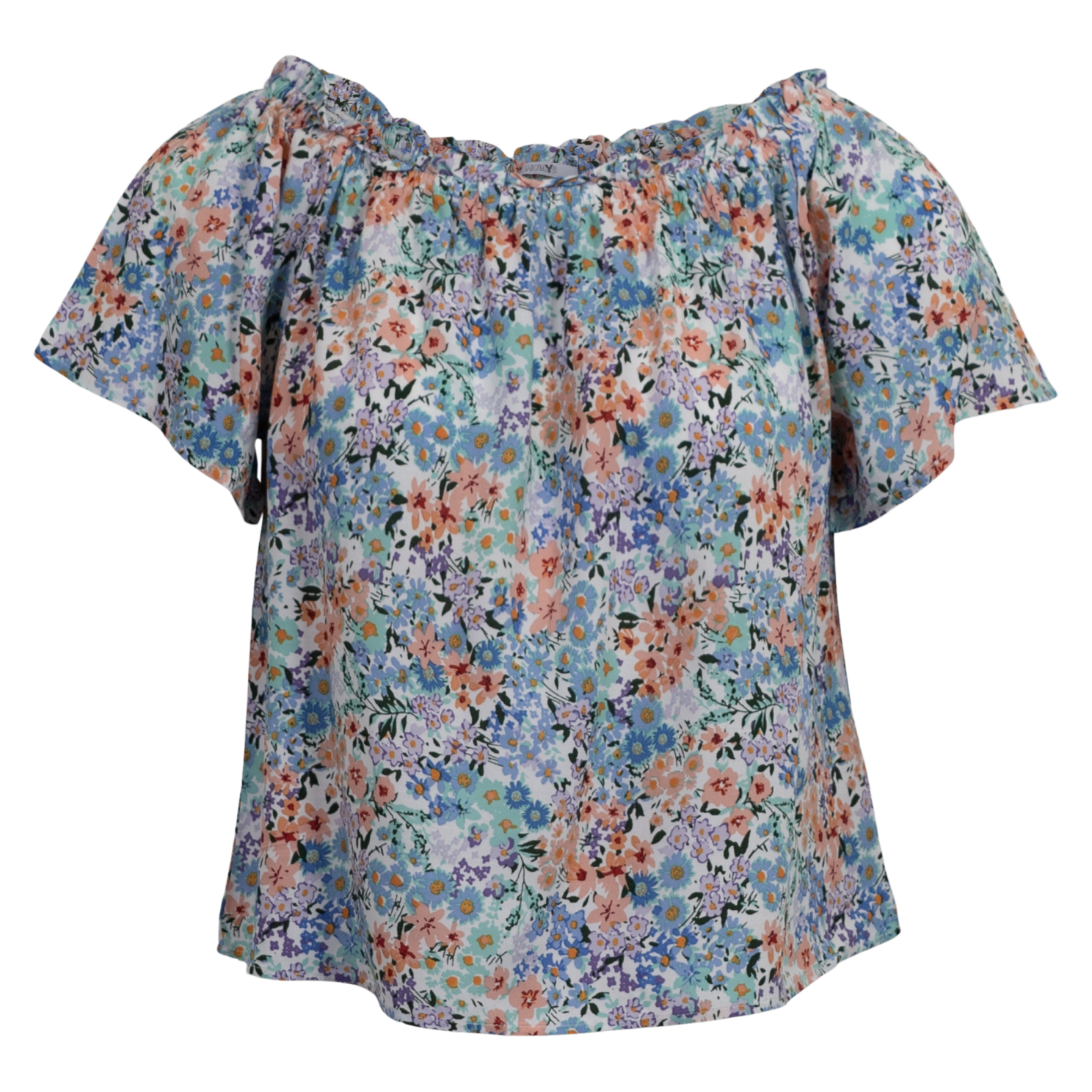 Hailys Dame Top Offwhite Flower Xs