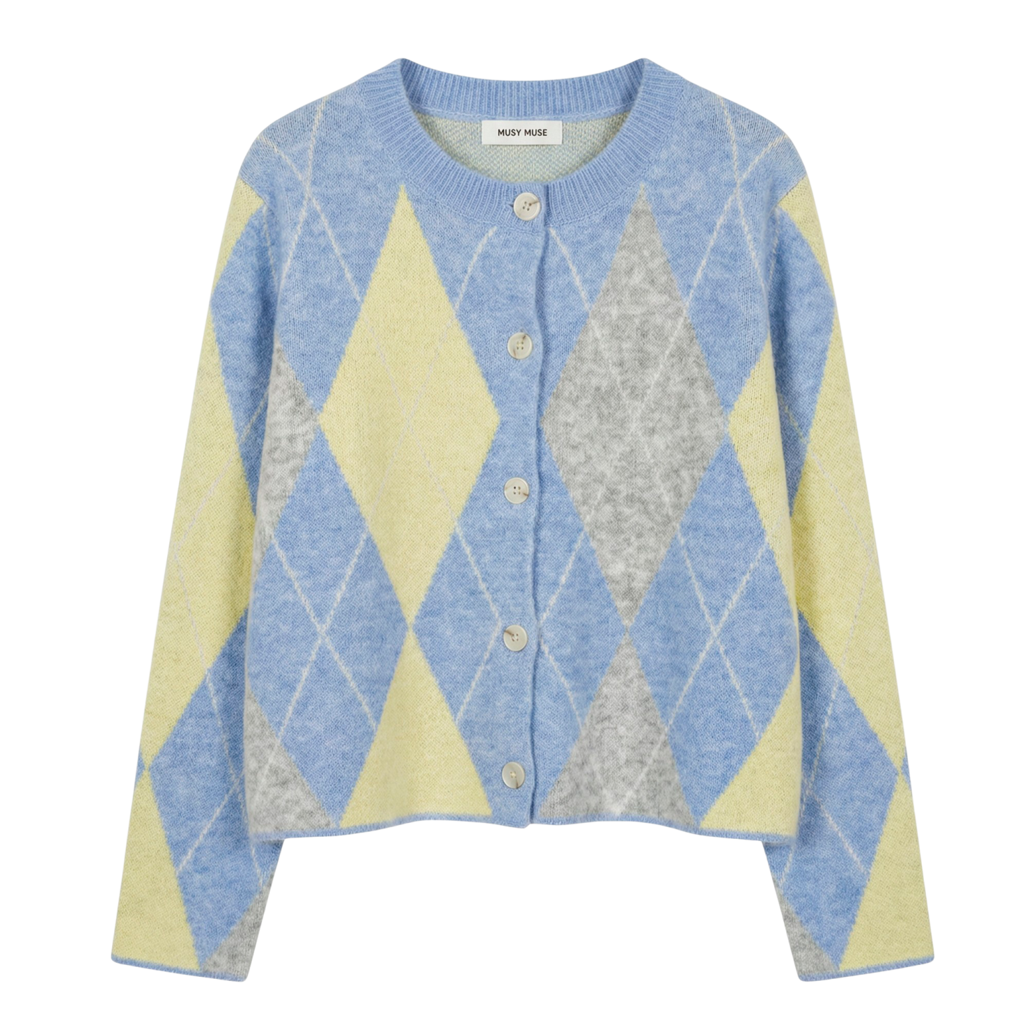 Musy Muse Dame Cardigan   Uldmix Blue One Size
