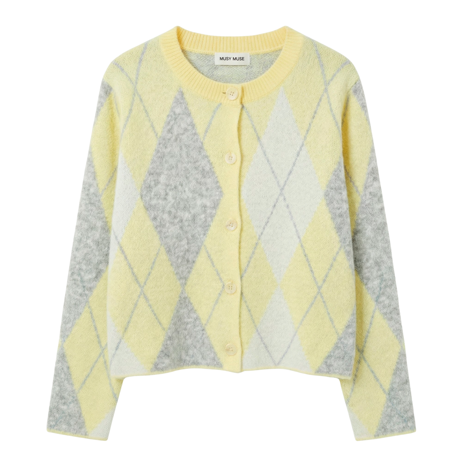 Musy Muse Dame Cardigan   Uldmix Yellow One Size