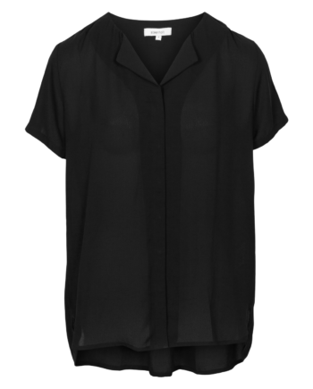 Steenholt Clara Dame Kortærmet Bluse Plus Size Jet Black 54