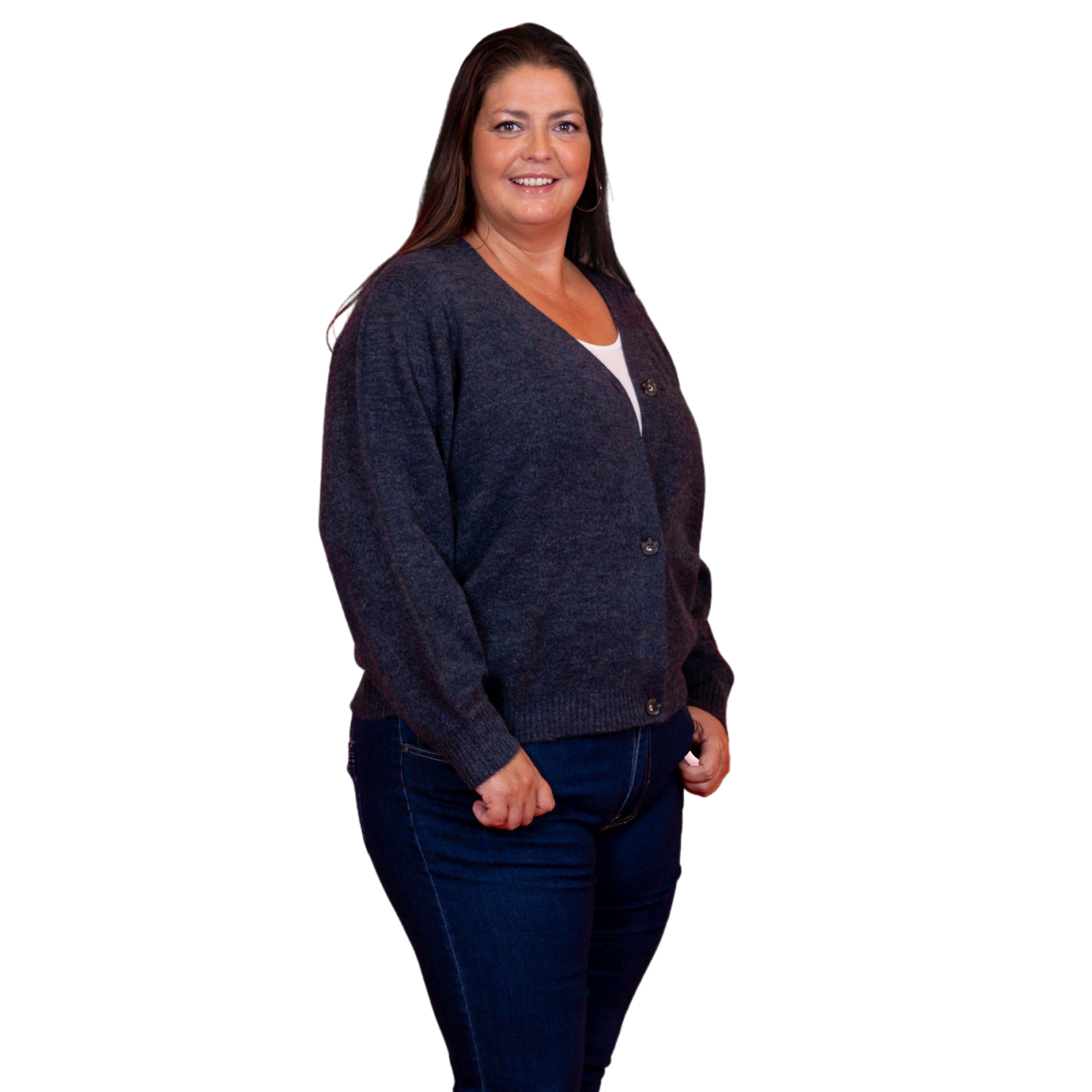 Steenholt Gora Dame Cardigan Plus Size Blue Nights 48