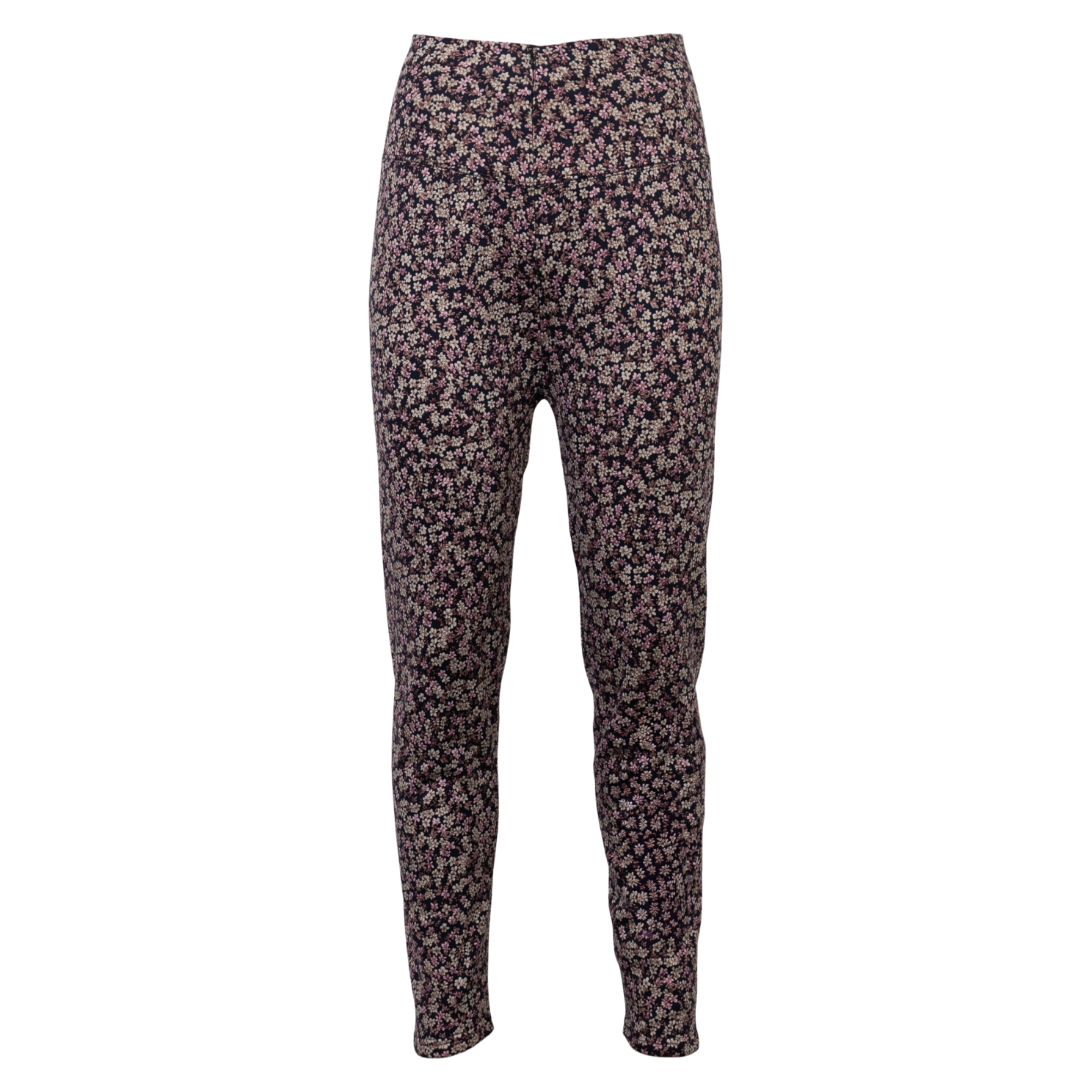 Anyway Dame Termoleggings    Fleece Sort Lyserød Blomst