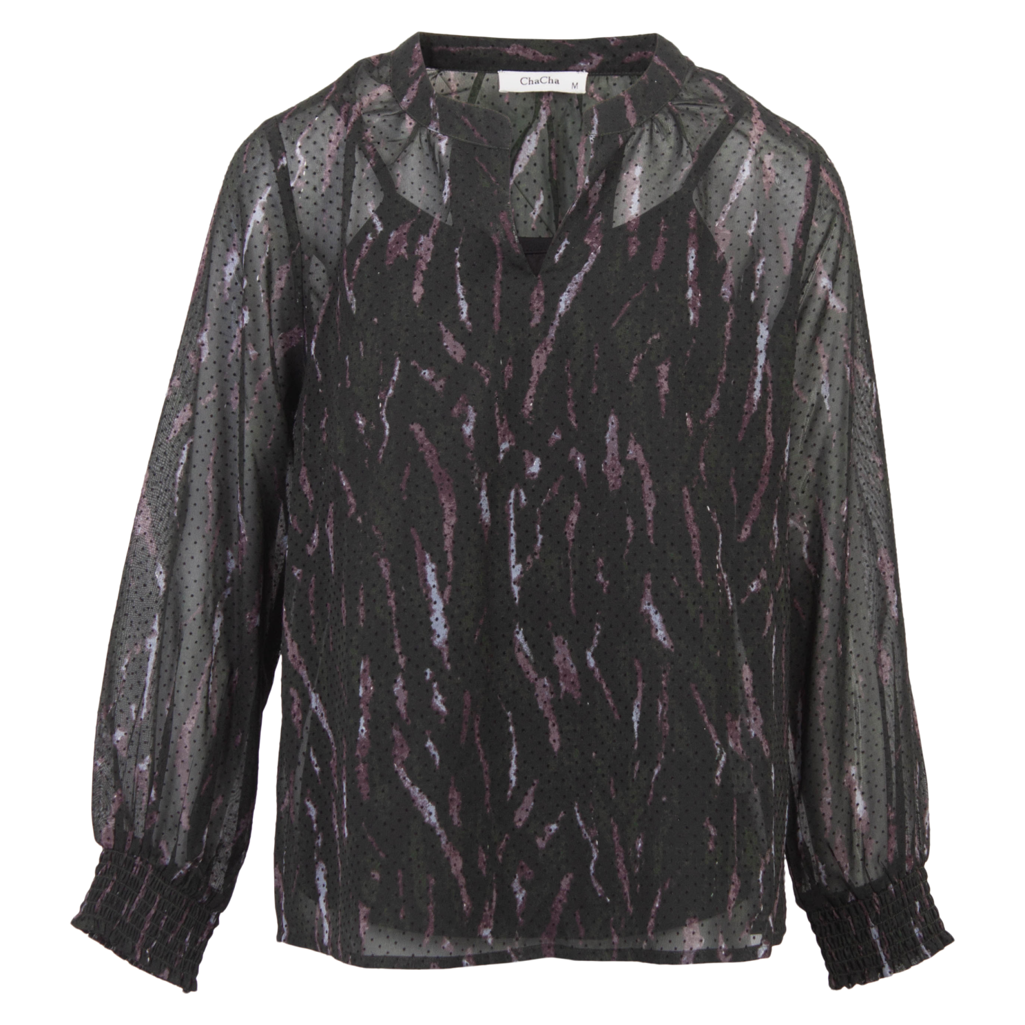 Chacha Dame Bluse Black Print