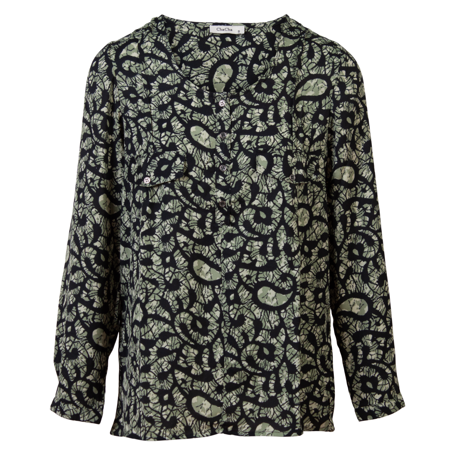 Chacha Dame Bluse Print   Khaki