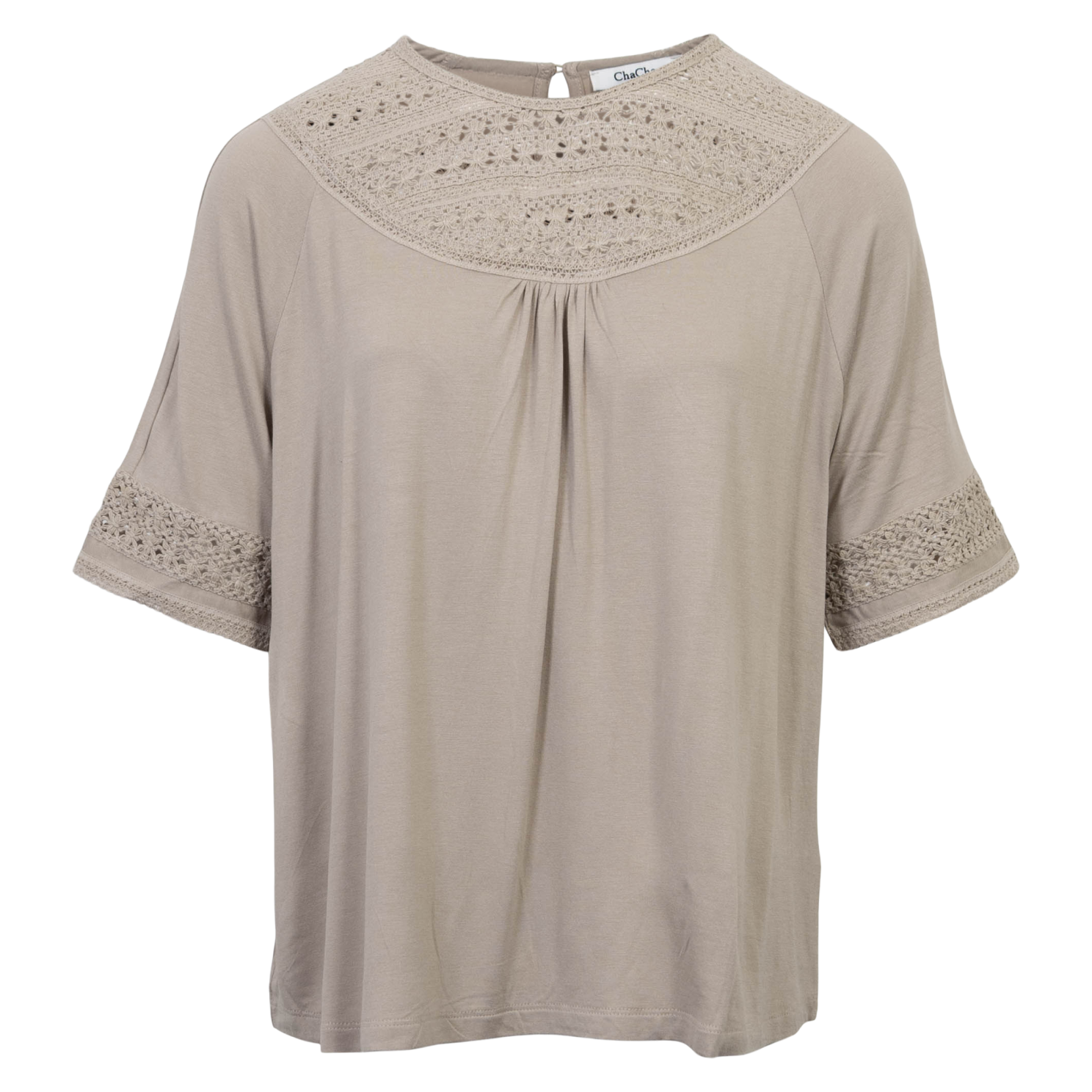 Chacha Dame Kortærmet Bluse Beige