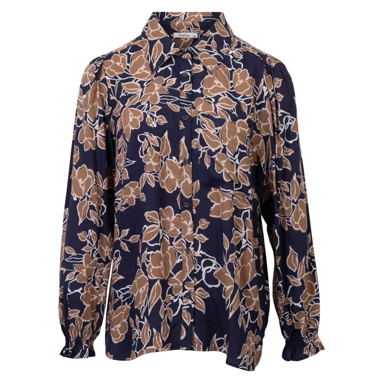 Chacha Dame Skjorte Blue Beige Aop