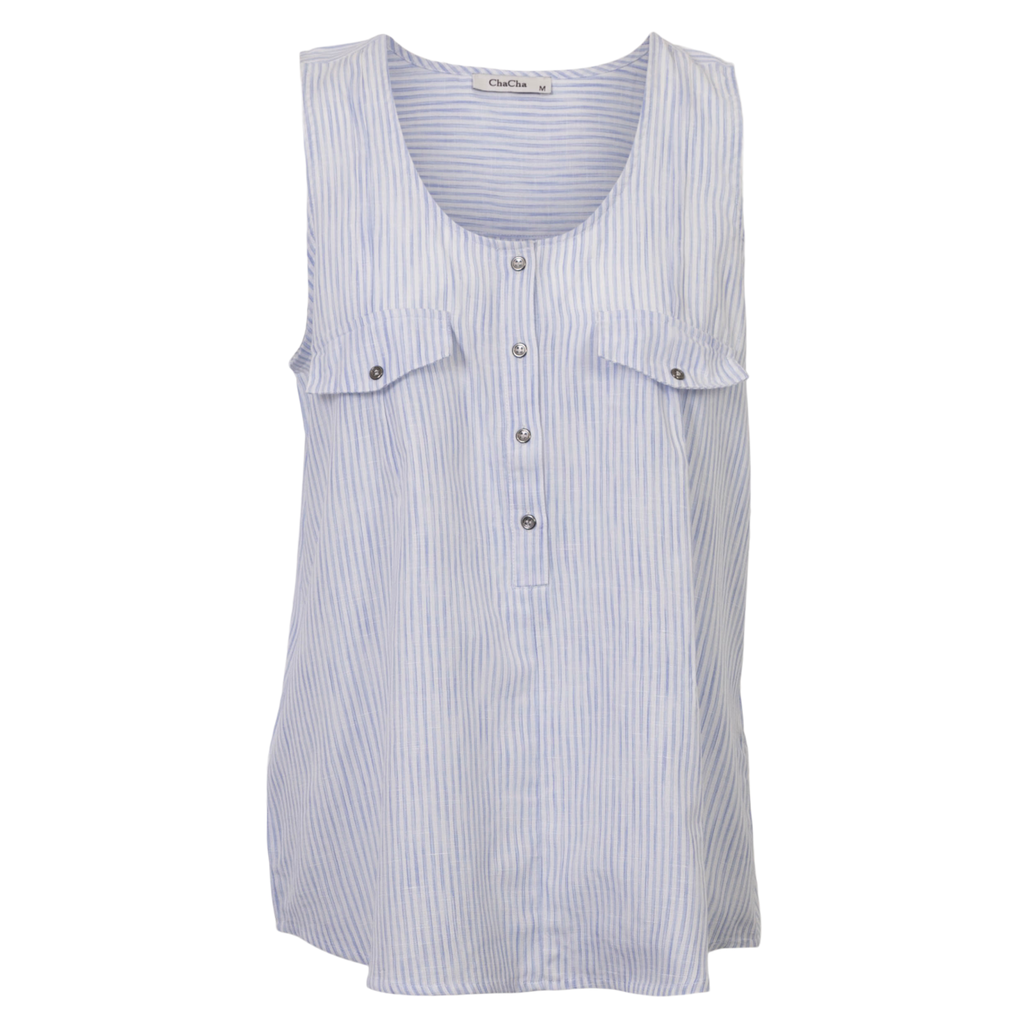 Chacha Dame Top Blue Stripe