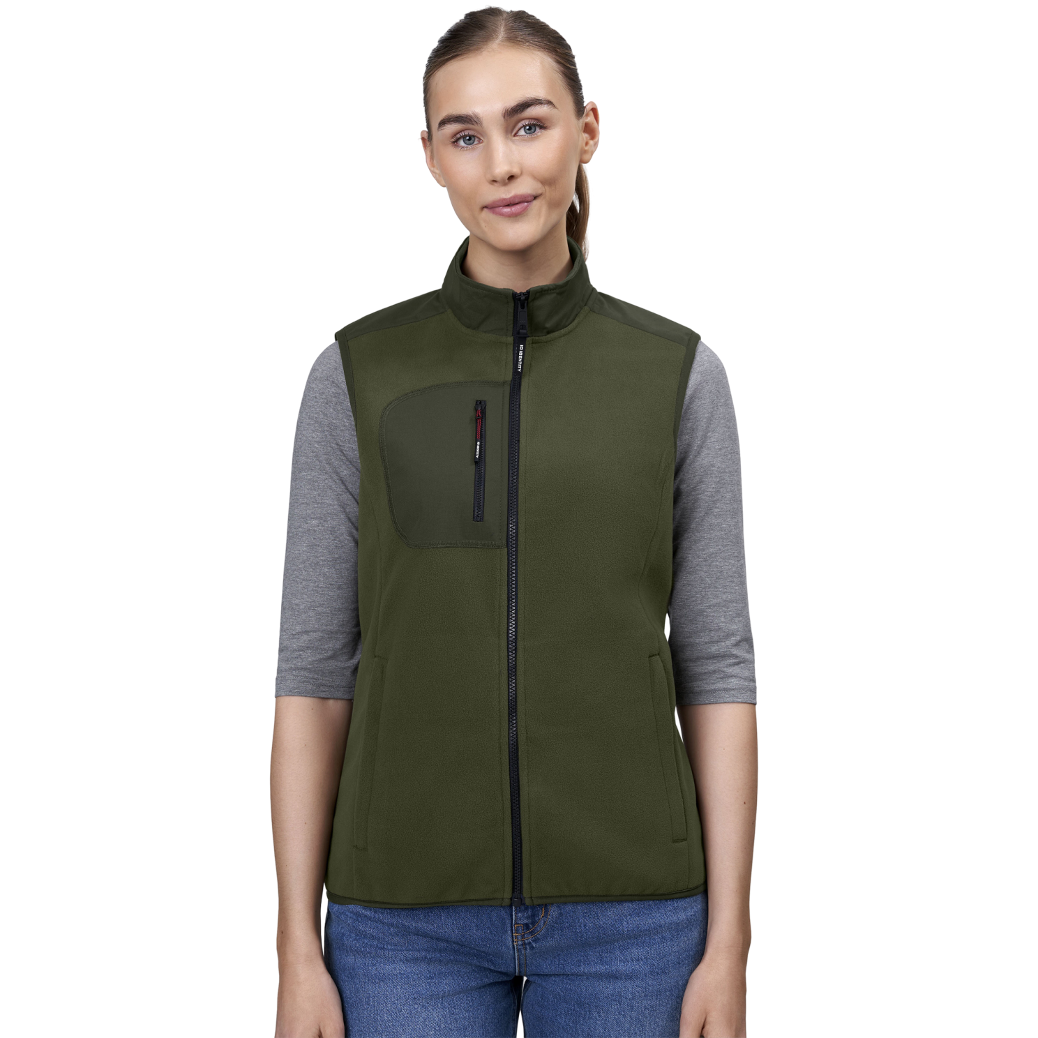 Id Bonded Dame Vest    Fleece Oliven