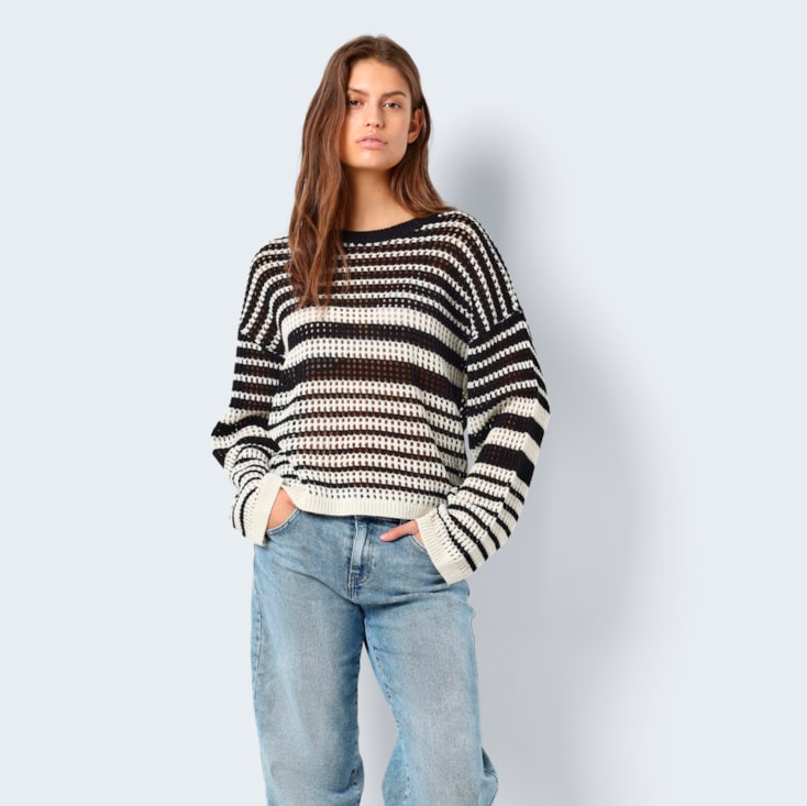 Noisy May Dame Striktrøje Eggnog Black