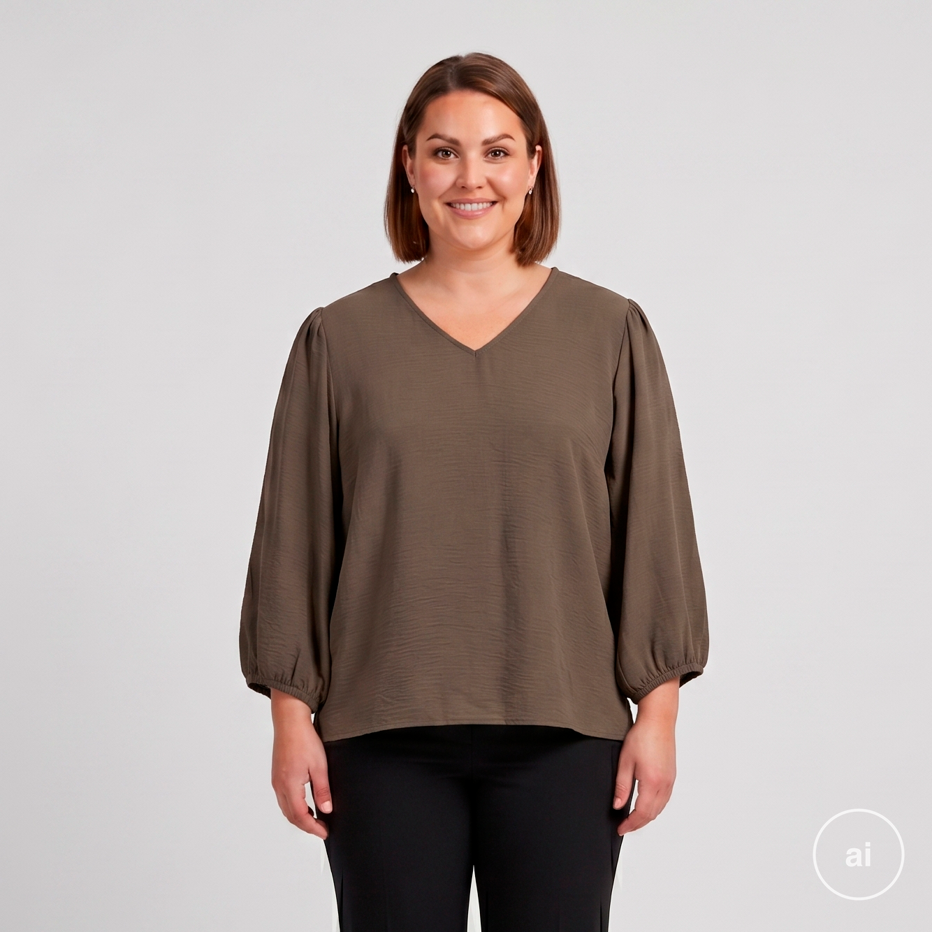 Sasia Beatrix Dame Bluse Shitake Brown 50 52