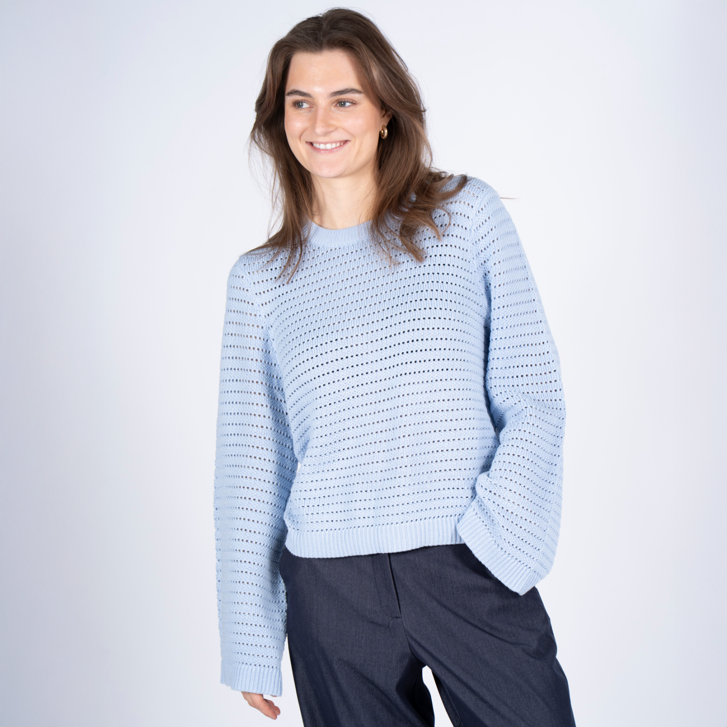 Sasia Mina Dame Striktrøje Cashmere Blue