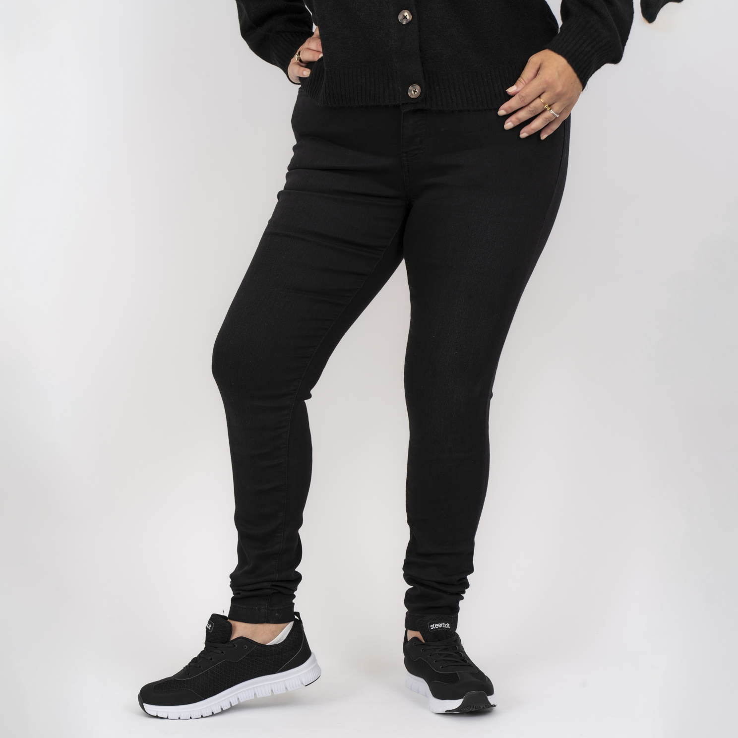 Steenholt Grace Dame Jeans    Stretch Plus Size Black 54 32