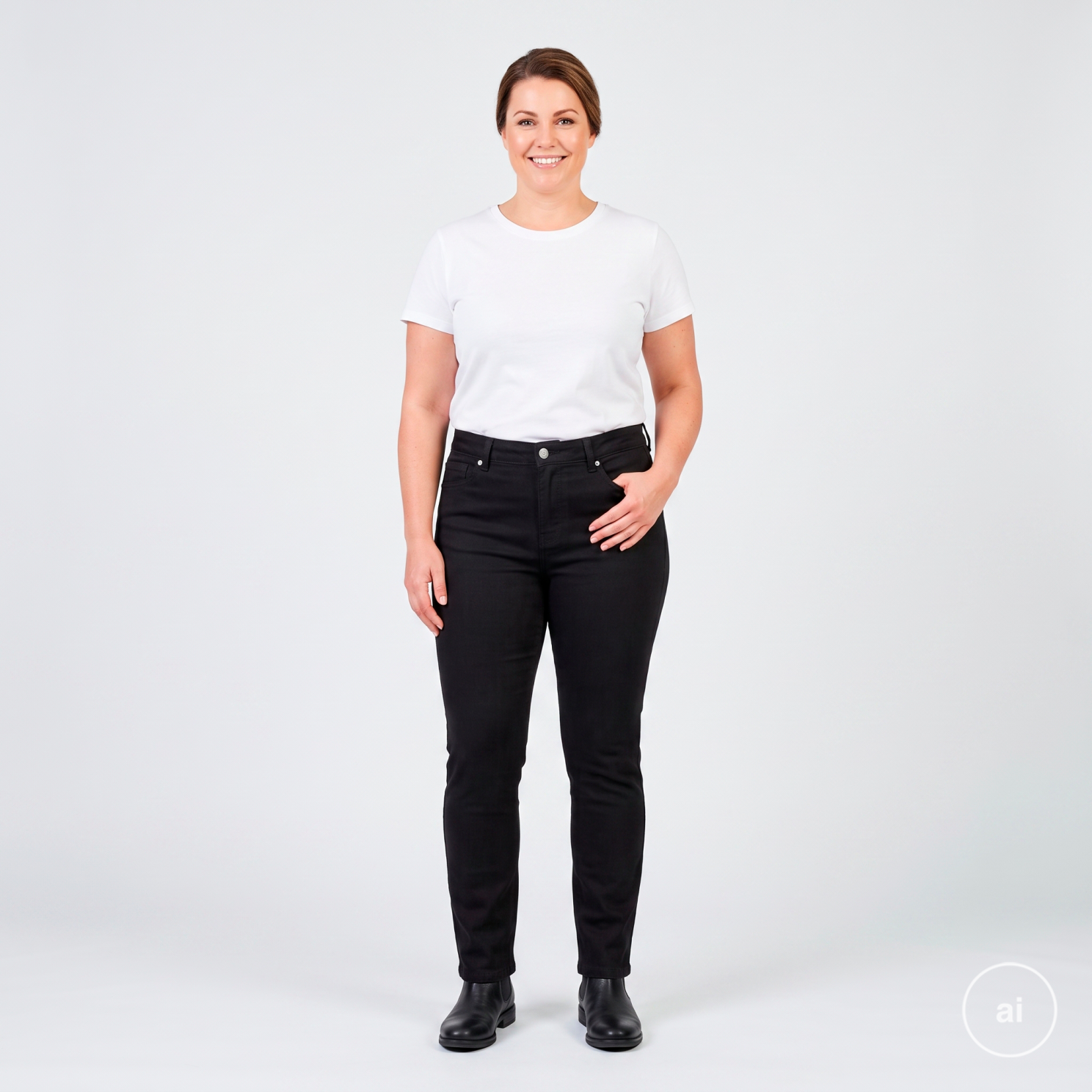 Steenholt Laura Dame Jeans Plus Size Black 50 30