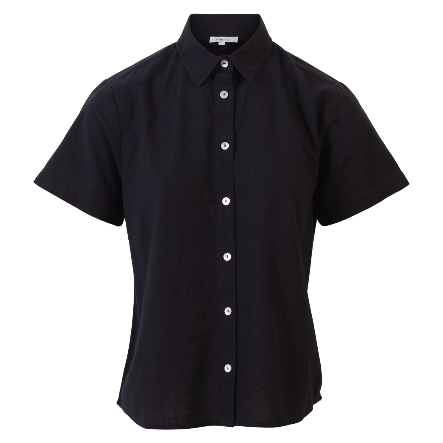 Steenholt Linett Dame Kortærmet Skjorte   Hørmix Plus Size Black 54