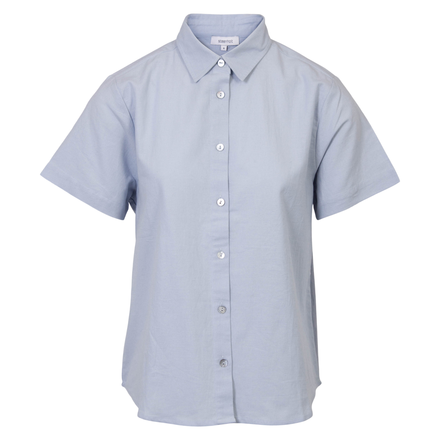 Steenholt Linett Dame Kortærmet Skjorte   Hørmix Plus Size Heavenly Blue 54