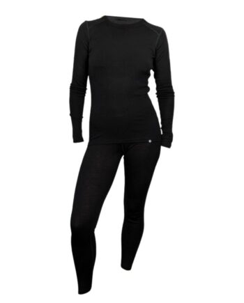 Uldundertøj Sæt Dame 100  Merino Uld Sort