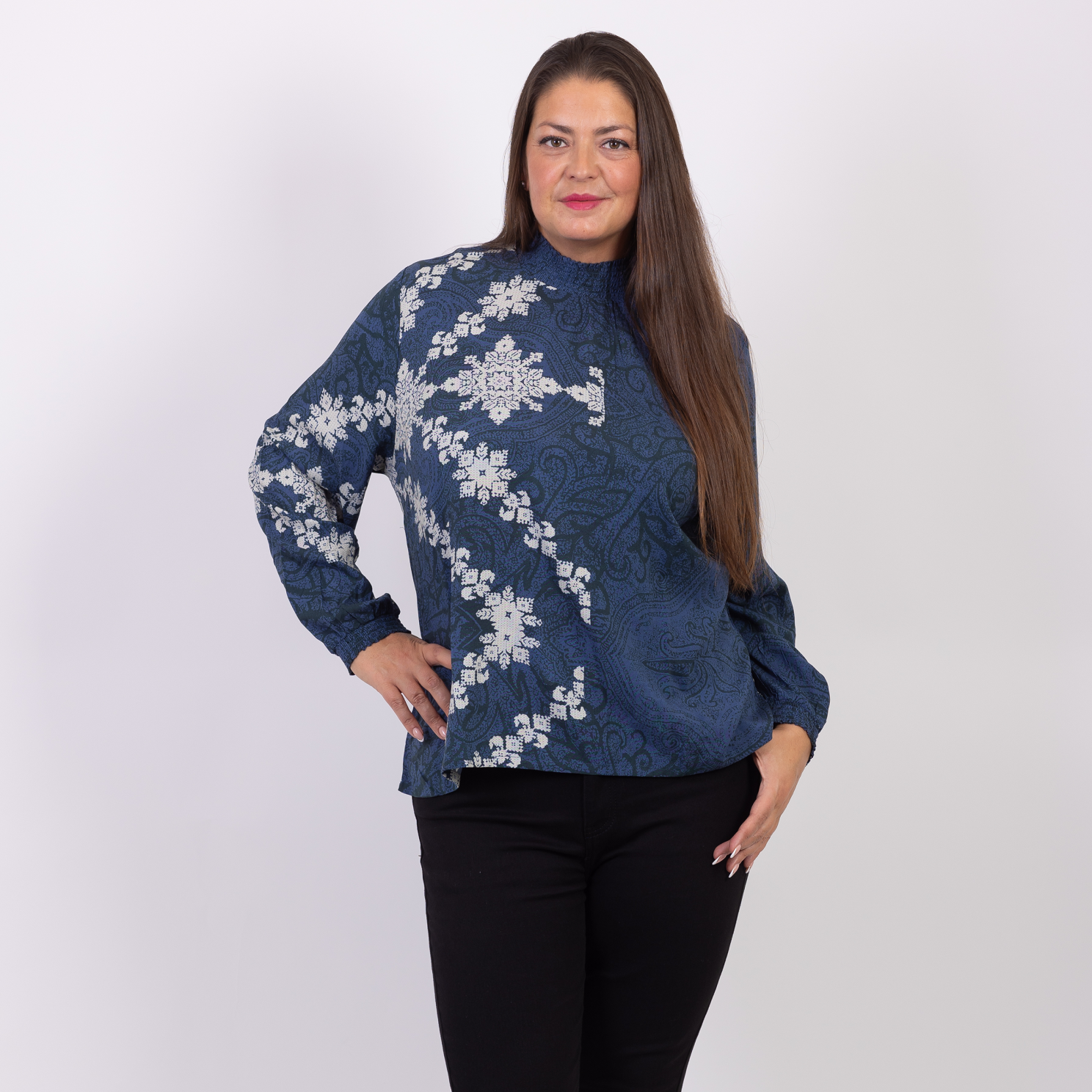 Zbyz Dame Bluse Plus Size Navy Sort 54 56