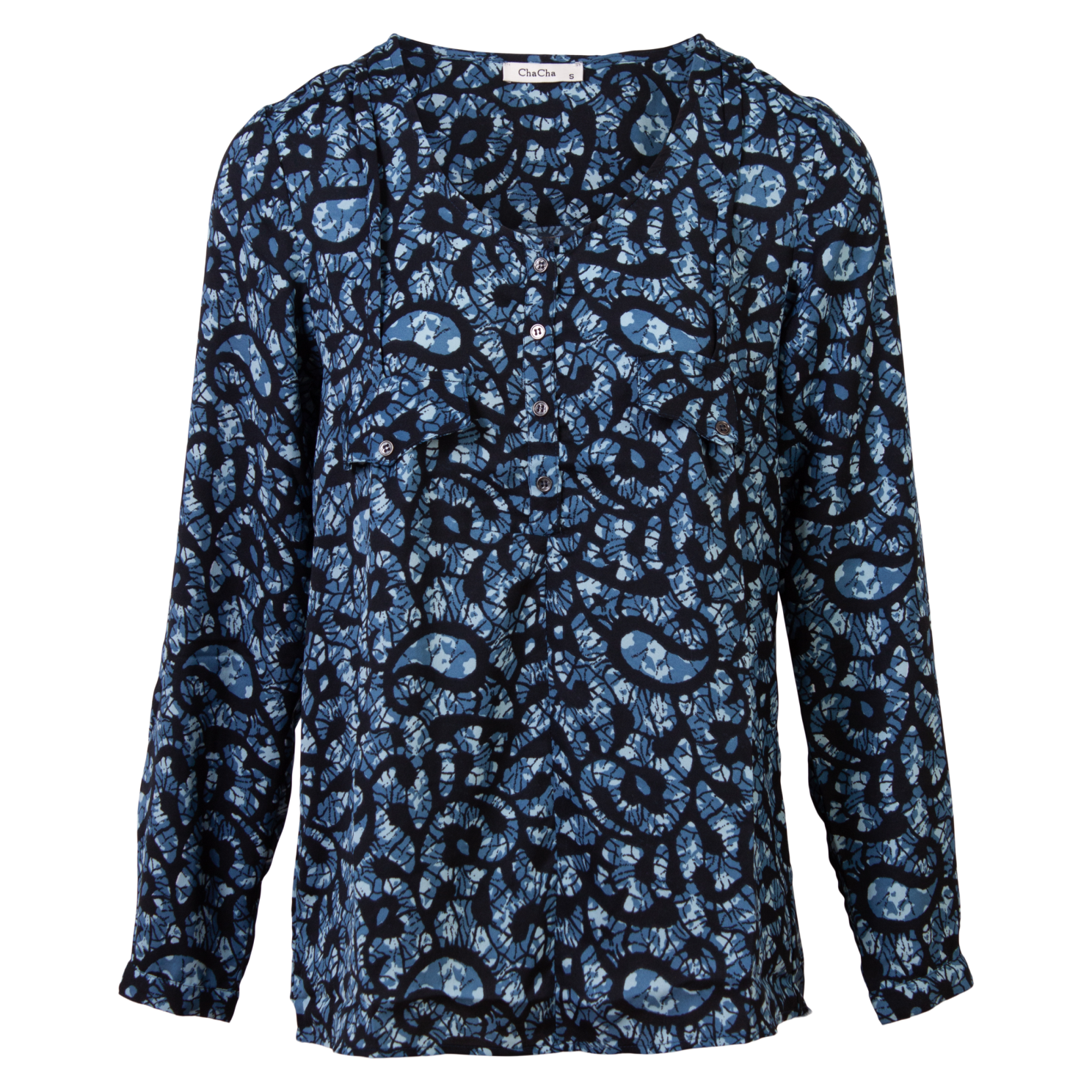 Zbyz Dame Bluse Plus Size Print   Blue 46 48