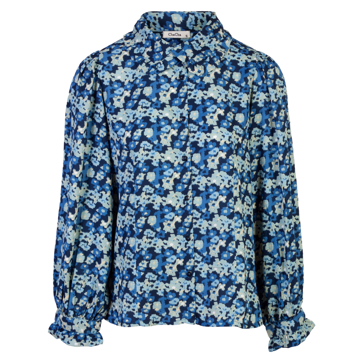 Zbyz Dame Skjorte Plus Size Blue Print 42 44
